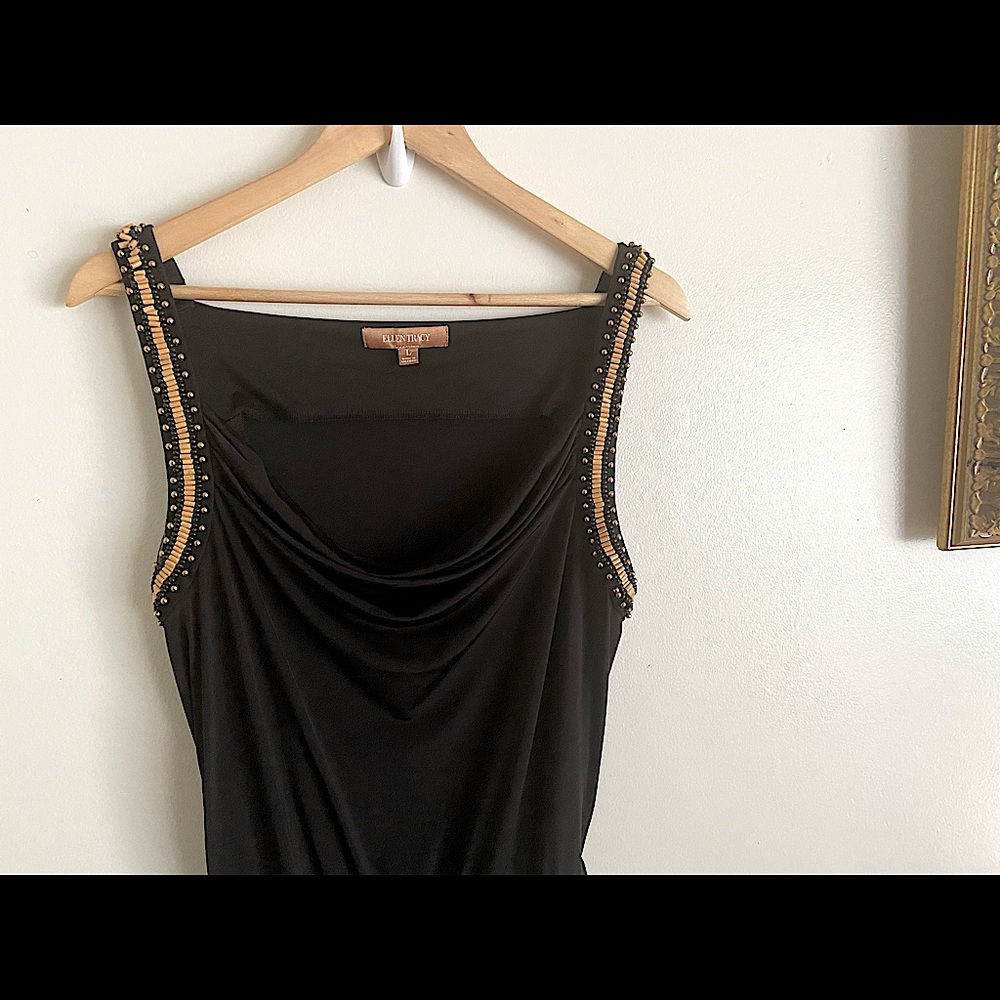 Black Cowl-Neck Dress L